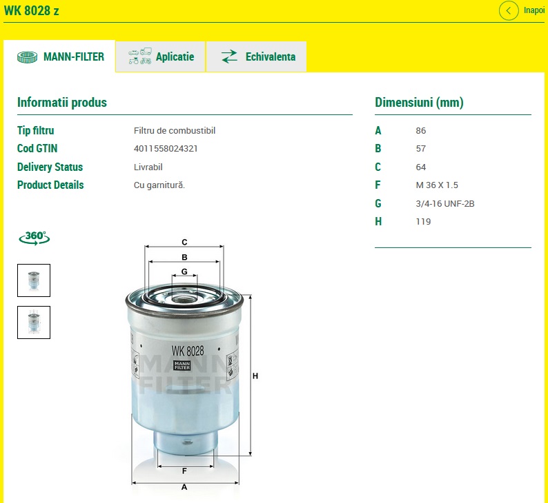 Filtru combustibil Mann WK 8028 Z